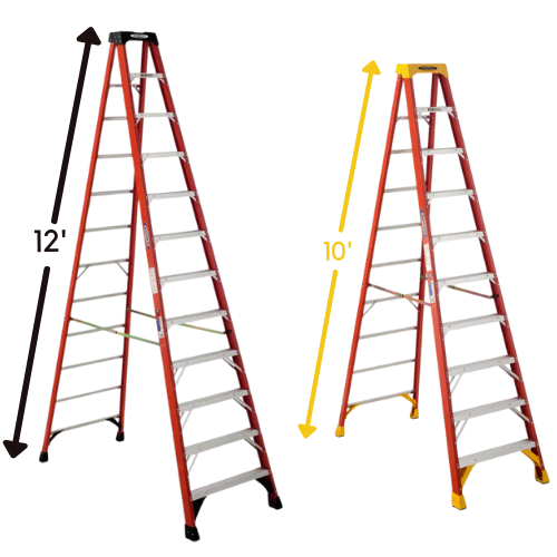 Werner Fiberglass A-Frame Step Ladder - 10' or 12'